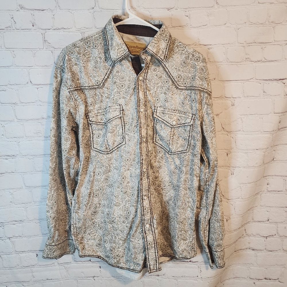 Men's Cowboy Legend Longsleeve Pearl Snapped Shirt, Size Large